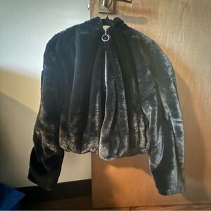Black Topshop Fur Coat